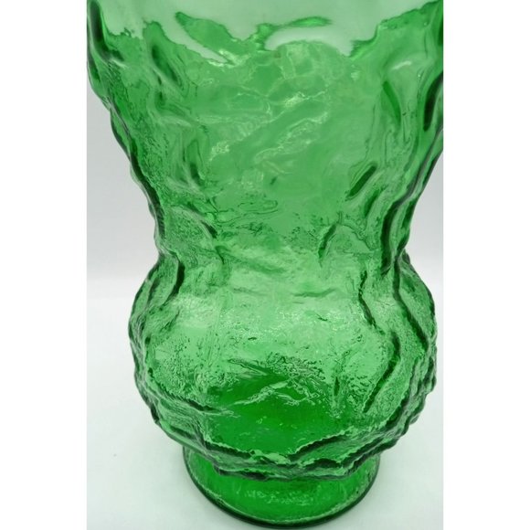 Brody Co Flower Vase Emerald Green Crinkle Glass Vintage 8 Inch Cleveland USA - Picture 4 of 12